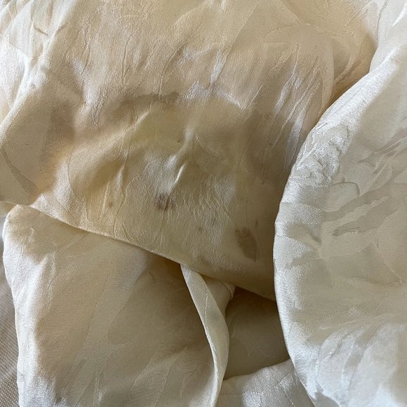 90s Vintage Adrianna Papel Floral Cream Silk Brocade Twist Front Cocktail Dress - Picture 6 of 6